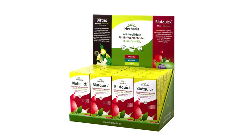 Thekendisplay Blutquick bio befüllt