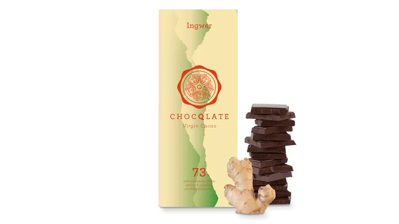 Virgin Cacao Schokolade Ingwer, 73% Kakao, 75g von TrustFood GmbH Gallerie Bild 2