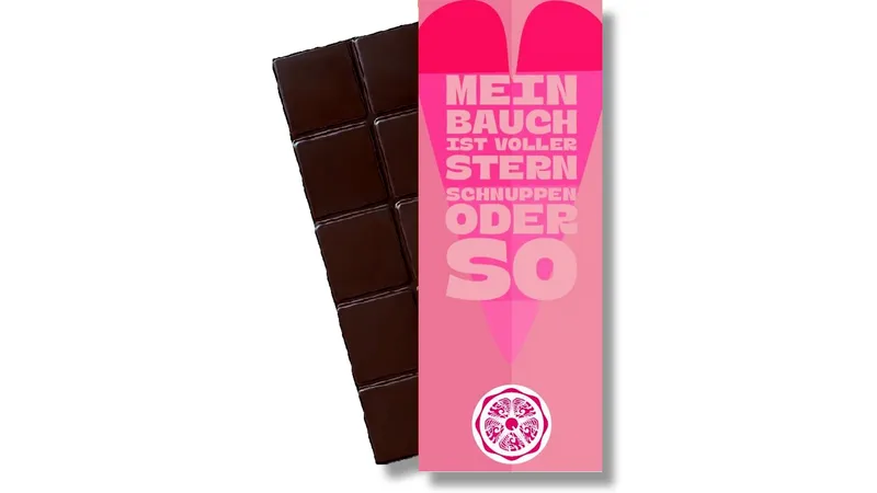 SweetGreets Schokolade "Mein Bauch ist voller Sternschnuppen ...", 50% Kakao + Haselnussmus, 70g von TrustFood GmbH Gallerie Bild 1