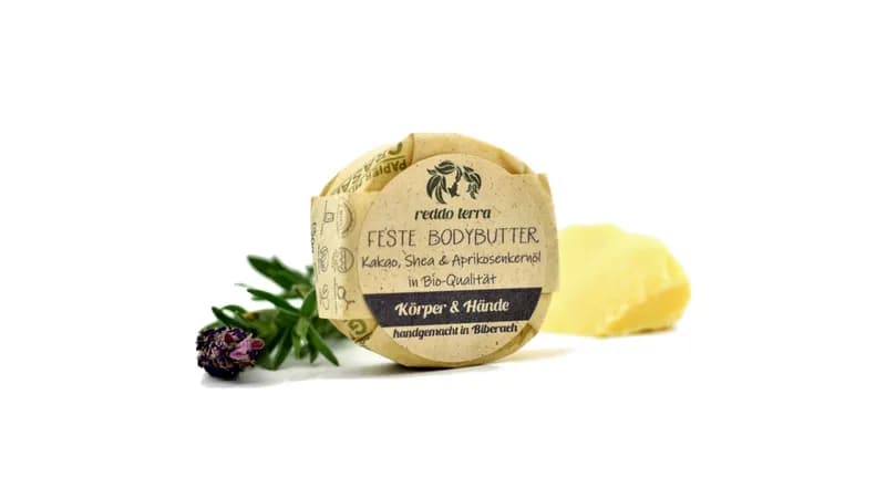Festes Bio Bodybutter mit Shea und Kakaobutter – Duftduo: Kakao-Lavendel von Isabel u. Dr. Erik Arango GbR - Reddo Terra Naturkosmetik Gallerie Bild 1