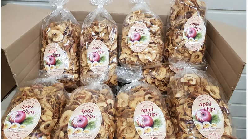 Bio Apfelchips: Karton mit 20 Päckchen à 450 g von Kredenbacher Hof GmbH & Co. Sonnenblumen KG