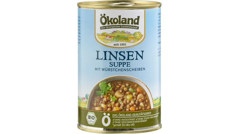 Linsensuppe mit Würstchenscheiben