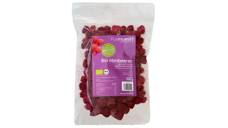 Bio Himbeeren gefriergetrocknet (ganze Früchte) von Purmuesli Food GmbH Gallerie Bild 1