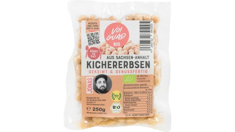 Bio Kichererbsen aus Detuschland-angekeimt, gegart und genussfertig von Voi Guad Bio Gallerie Bild 1