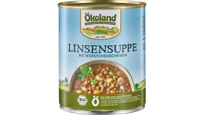 Linsensuppe mit Würstchenscheiben