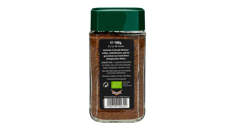 löslicher Arabica Kaffee, entkoffeiniert