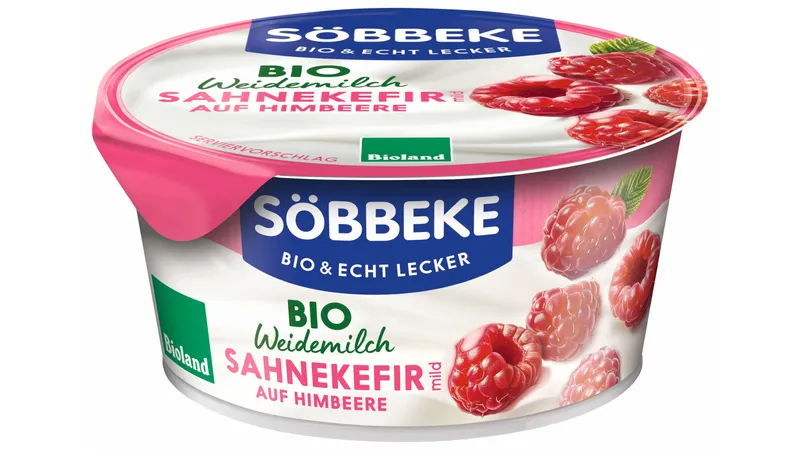 Bio Weidemilch Sahnekefir mild auf Himbeere 10 % Fett 150g Becher