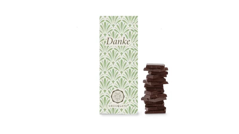 Grußschokolade "Danke", 50% Kakao + Haselnussmus, 70g von TrustFood GmbH Gallerie Bild 3
