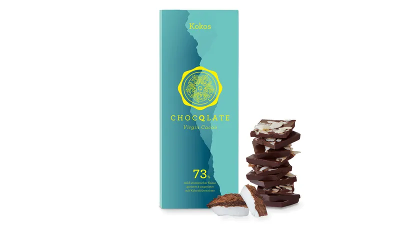 Virgin Cacao Schokolade Kokos, 73% Kakao, 75g von TrustFood GmbH Gallerie Bild 2