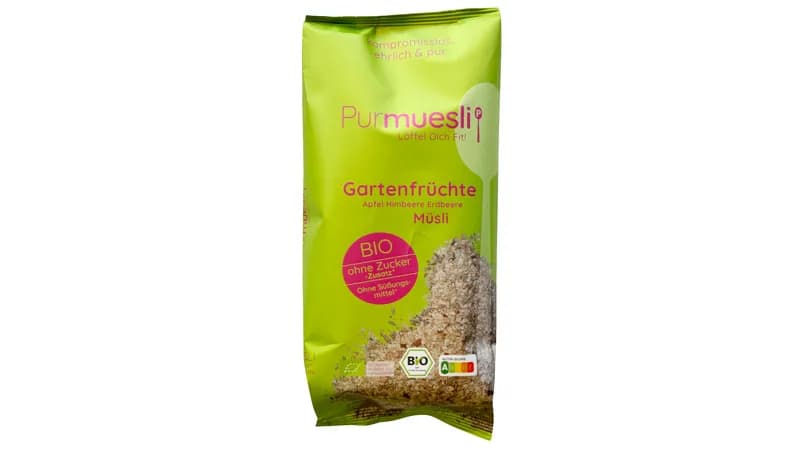 Bio Müsli Garten Früchte Apfel, Himbeere, Erdbeere  von Purmuesli Food GmbH Gallerie Bild 1