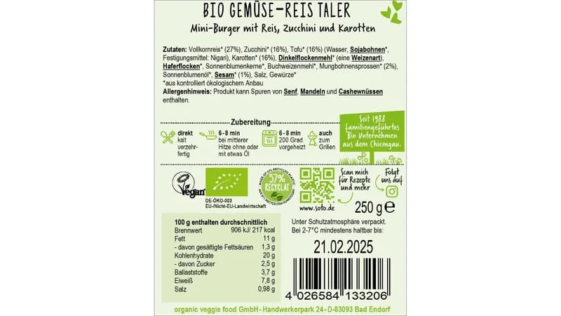 Bio Gemüse-Reis Taler