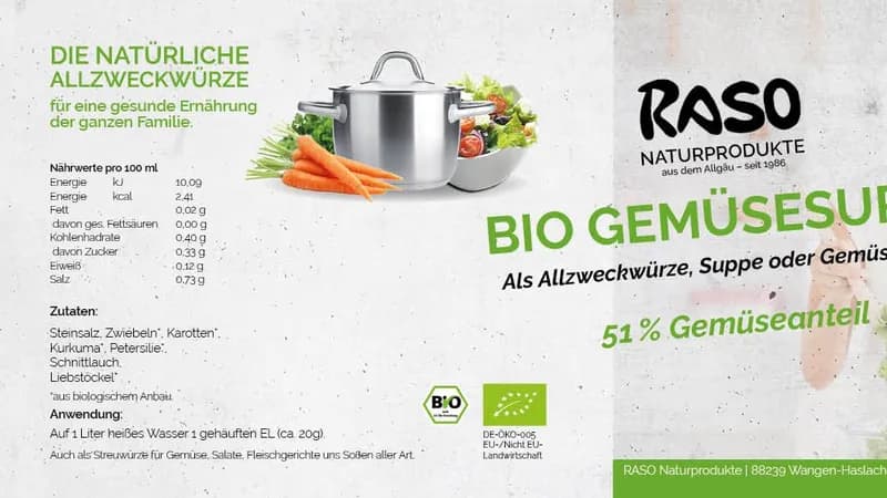 Bio Gemüsebrühe salzreduziert  von Raso Naturprodukte Max Baumann Gallerie Bild 3