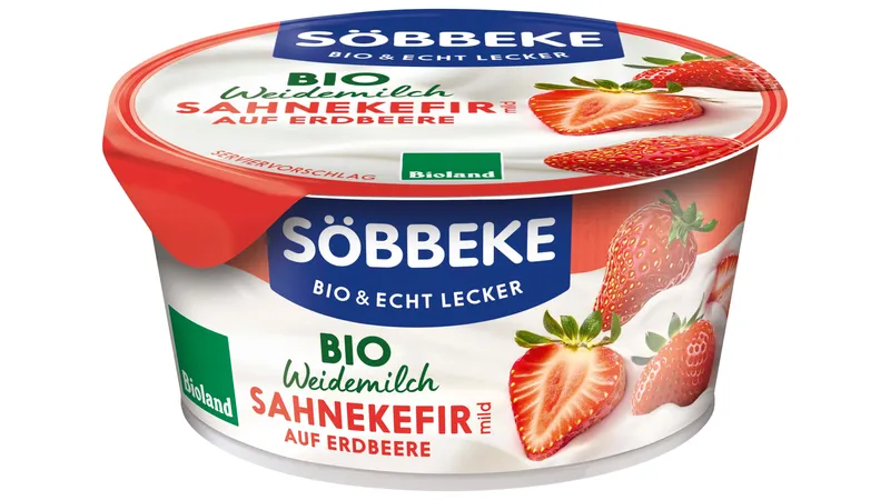 Bio Weidemilch Sahnekefir mild auf Erdbeere 10 % Fett 150g Becher