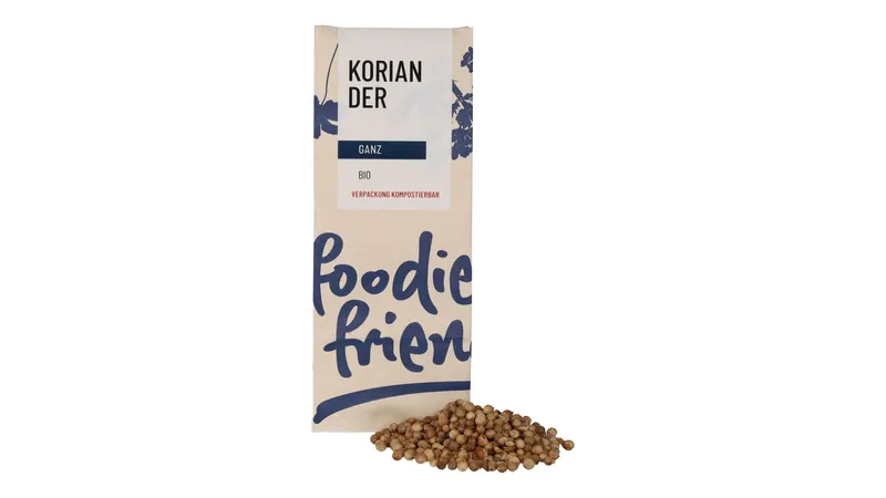 BIO Koriander ganz in einer kompostierbaren Tüte  von foodie & friends Gallerie Bild 1