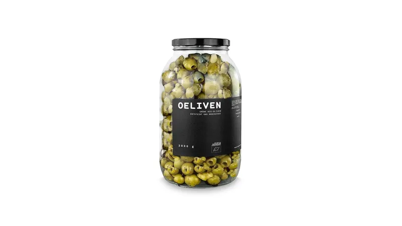 OELIVEN - Grün: biozertifizierte Chalkidiki-Oliven mit Olivenöl , Meersalz, Essig, Oregano, Knoblauch von OEL-Berlin Gallerie Bild 1