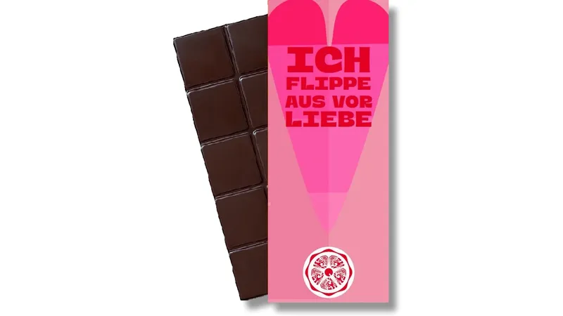 SweetGreets Schokolade "Ich flippe aus vor Liebe", 50% Kakao + Haselnussmus, 70g von TrustFood GmbH Gallerie Bild 1