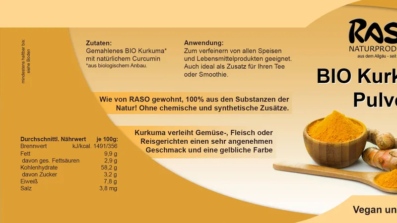 Bio Kurkuma Pulver  von Raso Naturprodukte Max Baumann Gallerie Bild 2