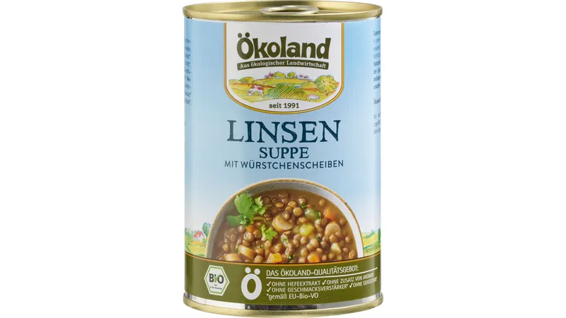 Linsensuppe mit Würstchenscheiben