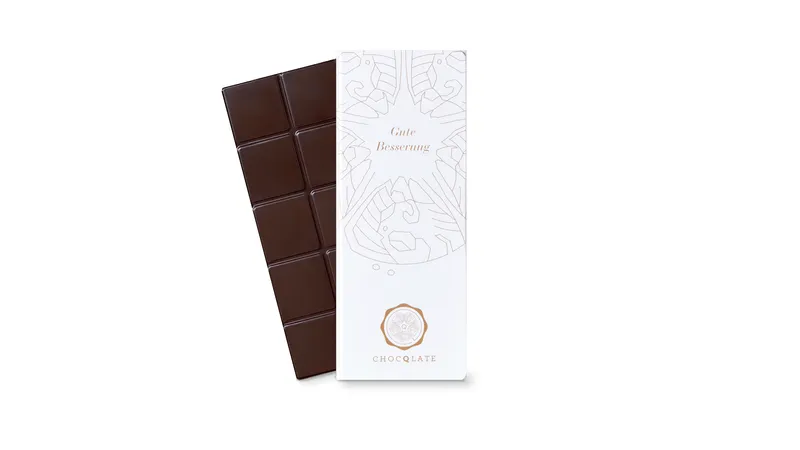 Grußschokolade "Gute Besserung", 50% Kakao + Haselnussmus, 70g von TrustFood GmbH Gallerie Bild 2