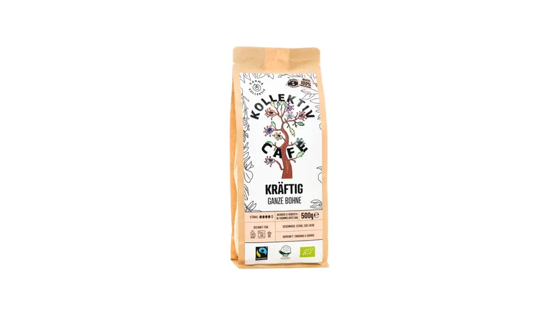 KollektivCafé Kräftig, Bio-Röstkaffee mit ganzen Bohnen