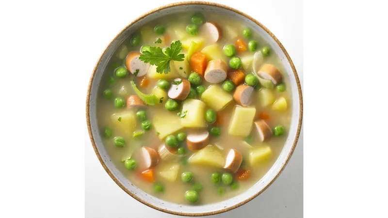 Erbsensuppe mit Würstchenscheiben