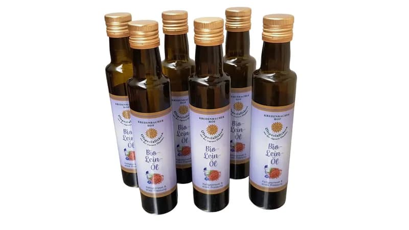 Leinöl Bio – Frisch und Reich an Omega-3, 6x 0,25l von Kredenbacher Hof - Bio Hofladen & Ölpressung & Lohntrocknung Gallerie Bild 1