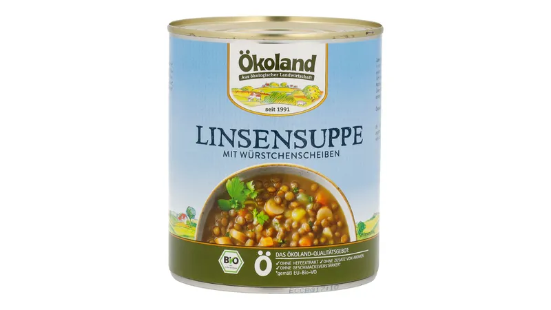 Linsensuppe mit Würstchenscheiben