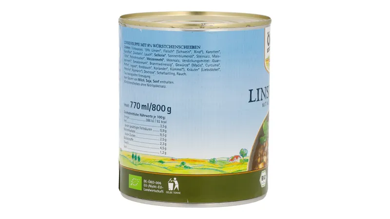 Linsensuppe mit Würstchenscheiben