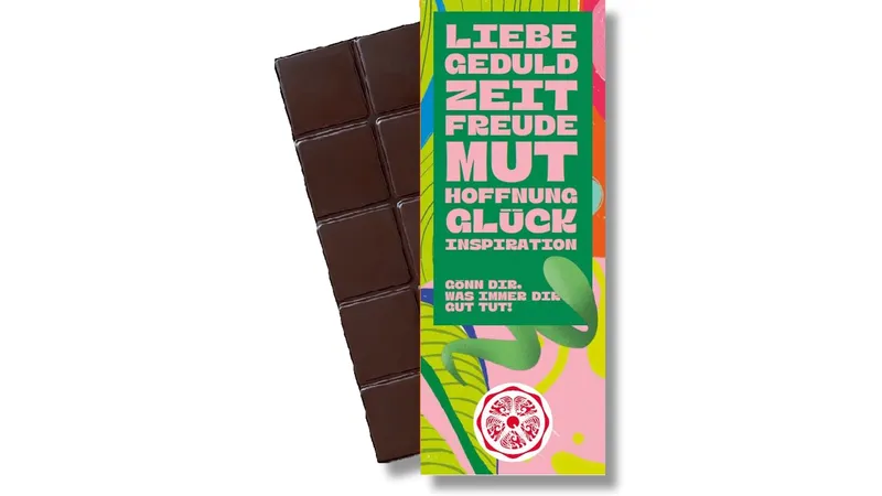 SweetGreets Schokolade "...gönn Dir, was immer Dir gut tut!", 50% Kakao + Haselnussmus, 70g von TrustFood GmbH Gallerie Bild 1