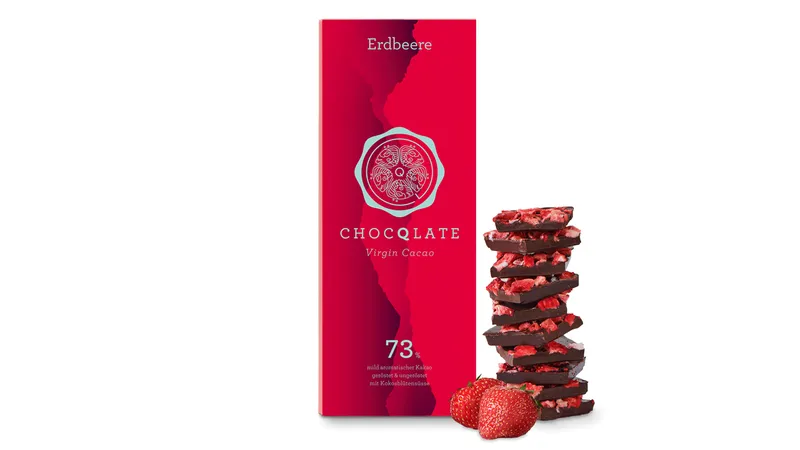 Virgin Cacao Schokolade Erdbeere , 73% Kakao, 75g von TrustFood GmbH Gallerie Bild 3