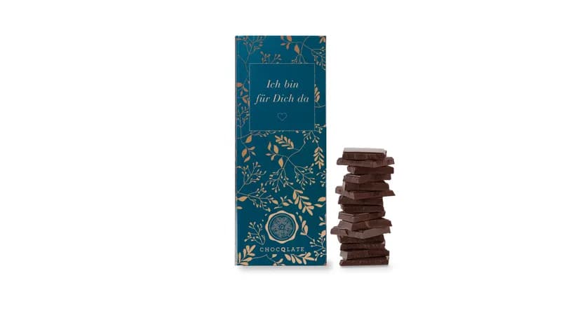 Grußschokolade "Ich bin für dich da", 50% Kakao + Haselnussmus, 70g von TrustFood GmbH Gallerie Bild 3