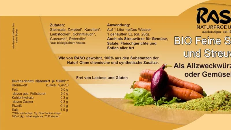 Bio Feine Suppen und Streuwürze 300 g als Allzweckwürze, Suppe oder Gemüsebrühe  Gallerie Bild 2
