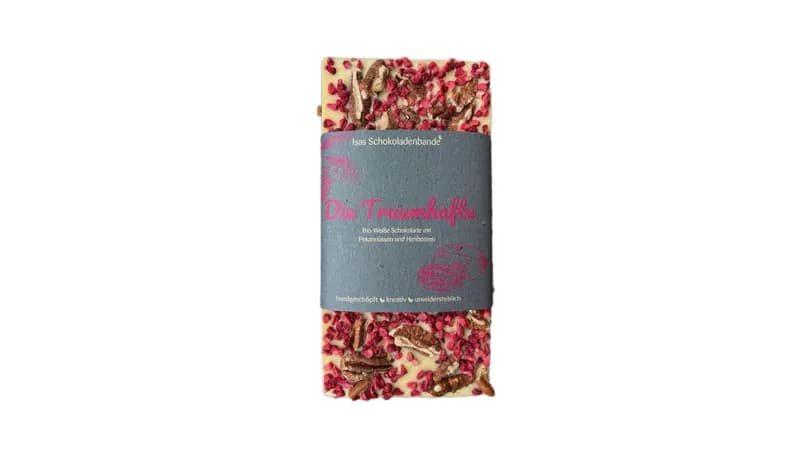 "Die Traumhafte" Bio-Weiße Schokolade Pekanuss&Himbeere (100g)