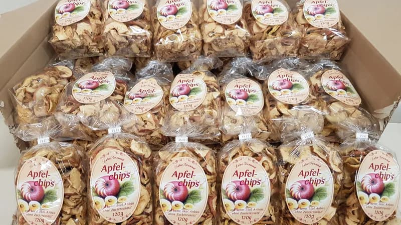 Bio Apfelchips: Karton mit 80 Päckchen à 120 g von Kredenbacher Hof GmbH & Co. Sonnenblumen KG