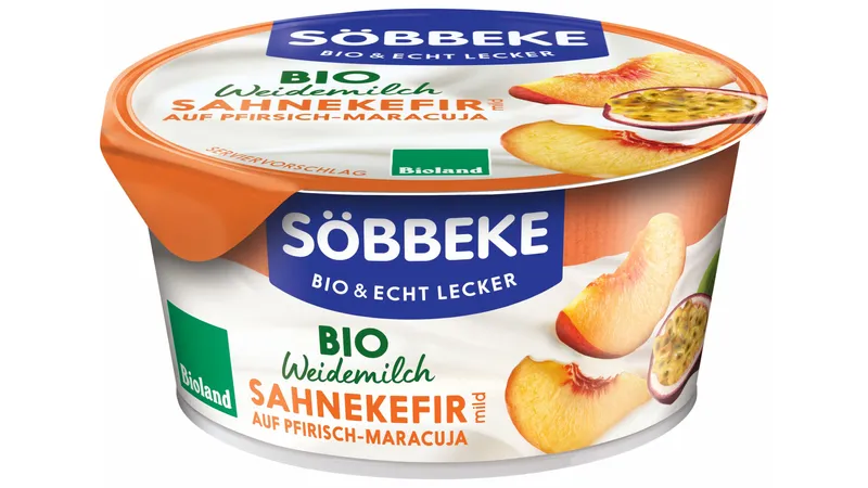 Bio Weidemilch Sahnekefir mild auf Pfirsich-Maracuja 10 % Fett 150g Becher