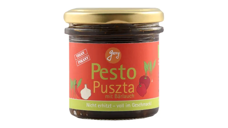 Pesto Puszta mit Bärlauch, Paprika und geräuchertem Knoblauch nicht erhitzt - voll im Geschmack Bio vegan pikant von Georgs Bio-Bauern Gallerie Bild 1