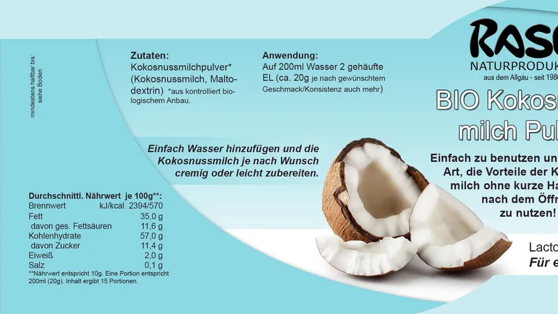 Bio Kokosmilchpulver Bulkware 10 KG  von Raso Naturprodukte Max Baumann Gallerie Bild 3