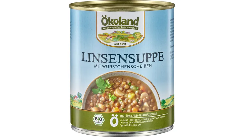 Linsensuppe mit Würstchenscheiben