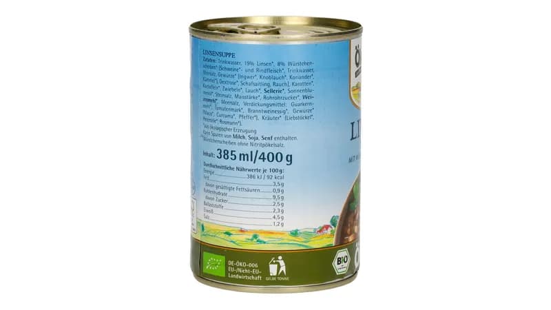 Linsensuppe mit Würstchenscheiben