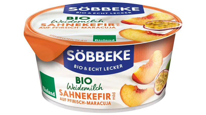 Bio Weidemilch Sahnekefir mild auf Pfirsich-Maracuja 10 % Fett 150g Becher