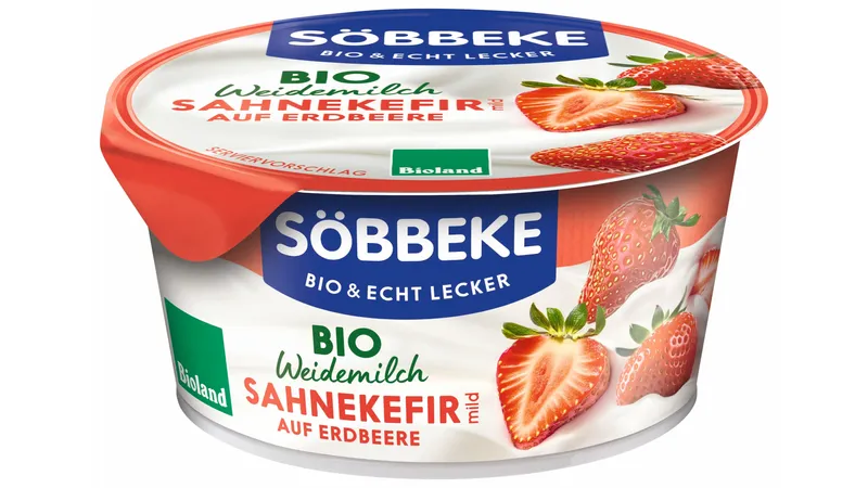 Bio Weidemilch Sahnekefir mild auf Erdbeere 10 % Fett 150g Becher