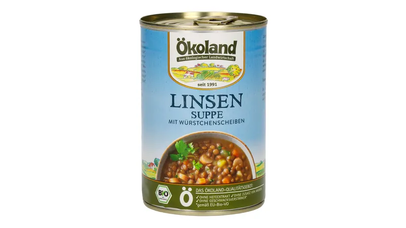 Linsensuppe mit Würstchenscheiben