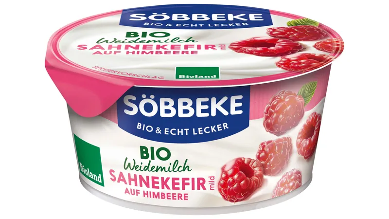 Bio Weidemilch Sahnekefir mild auf Himbeere 10 % Fett 150g Becher