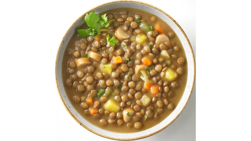 Linsensuppe mit Würstchenscheiben