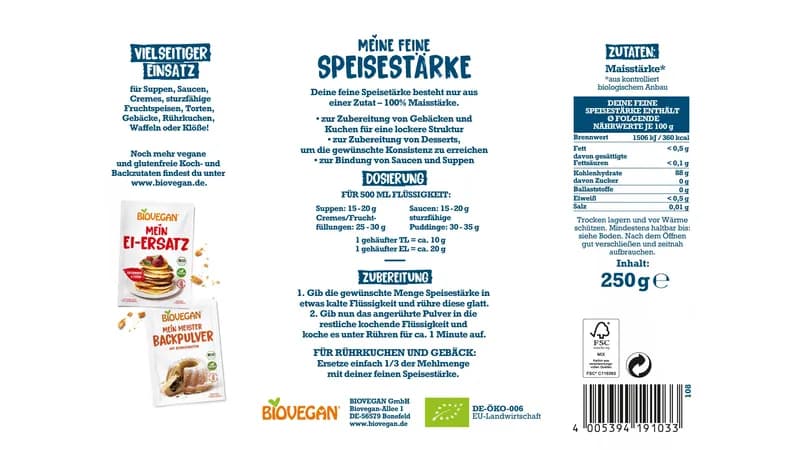 Feine Speisestärke, BIO